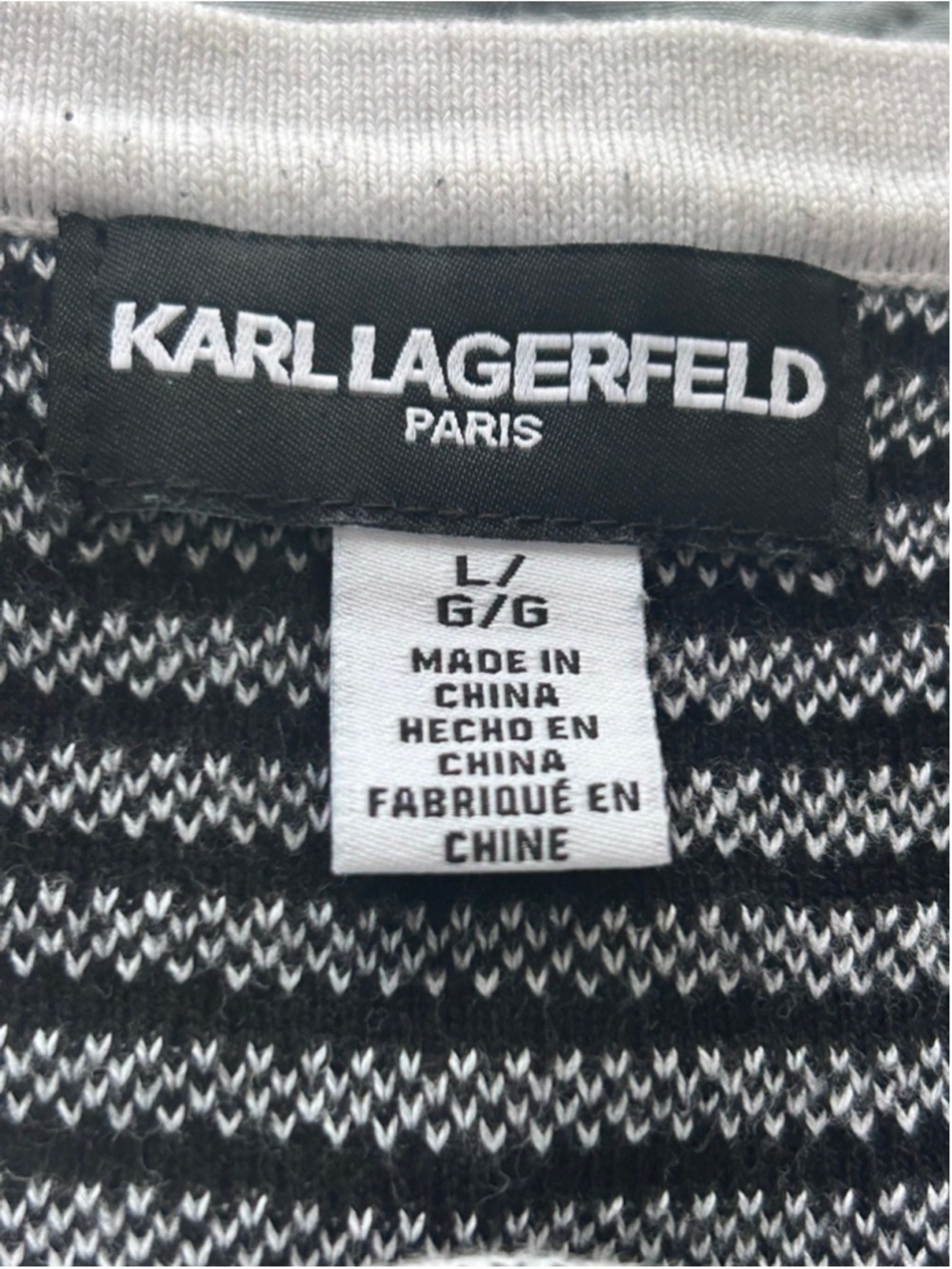 Karl Lagerfeld Paris C’est La Vie Striped Sweater Puff Sleeve L - Picture 6 of 9